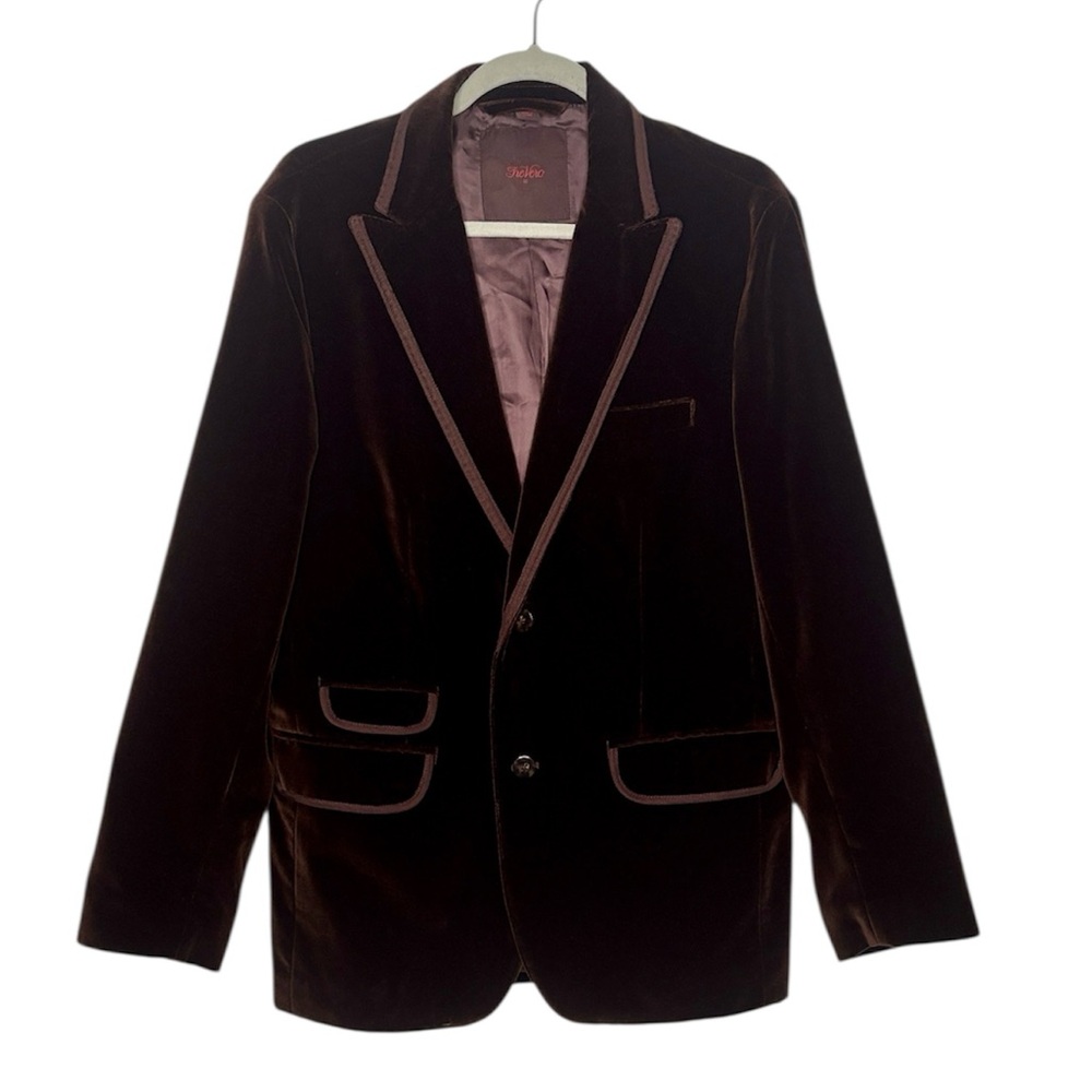 Tre Vero Loro Piana Men’s Velvet Blazer Jacket in Deep Brown Elegant Small